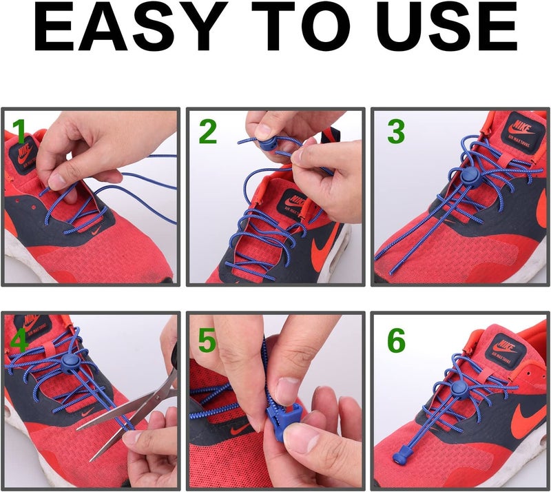 AIXMEET 5 Pairs Elastic No Tie Shoe Laces - Heavy Duty, Tieless Laces for Kids & Adults, Ideal for Running & Sports - Image 3